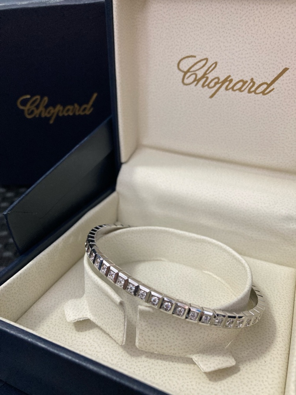 Authentic Chopard Silver White Gold Diamond Tennis Bracelet-fast